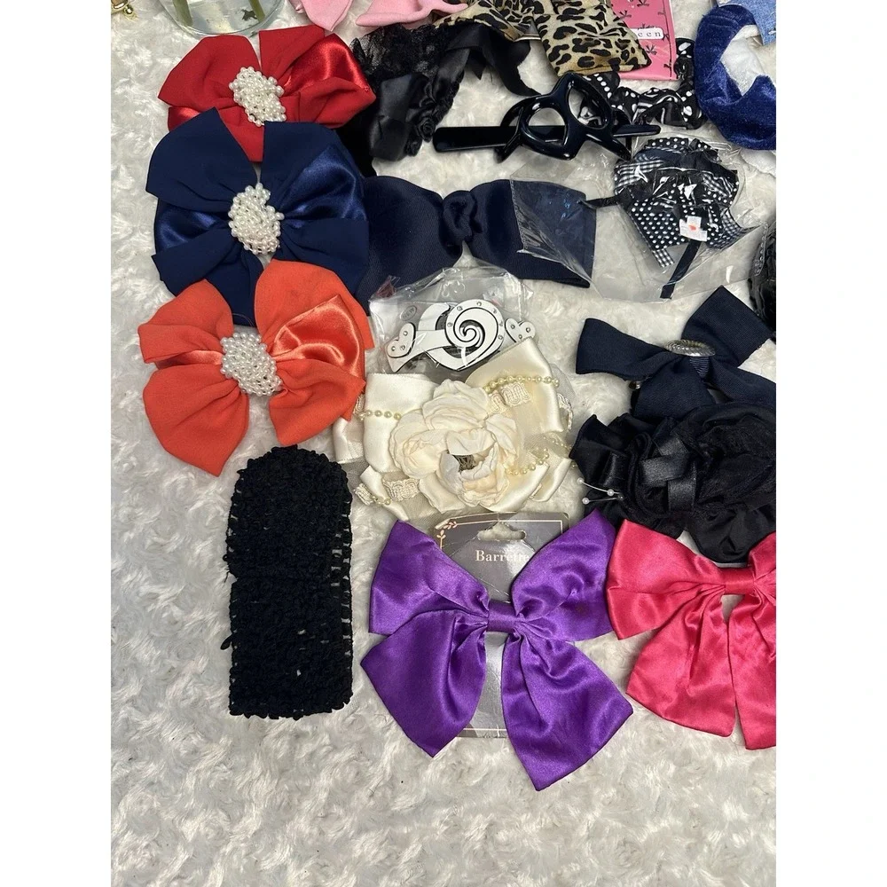 Lot of Hair Bows and Clips: Assorted Styles and Colors